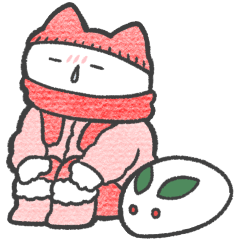 [LINEスタンプ] 赤推しねこ(冬)