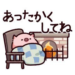 [LINEスタンプ] 冬のぶた