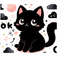 [LINEスタンプ] 黒猫「クロてぃお」の敬語、挨拶スタンプ