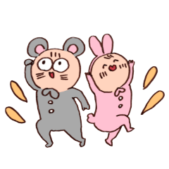 [LINEスタンプ] 仲良しのねずみとうさぎ（冬）