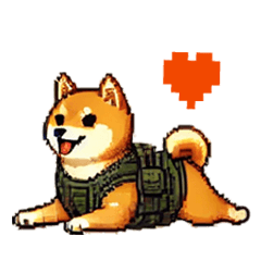 [LINEスタンプ] ミリタリードット柴犬