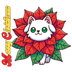 [LINEスタンプ] 花猫【クリスマス番外】ポインセチアわん