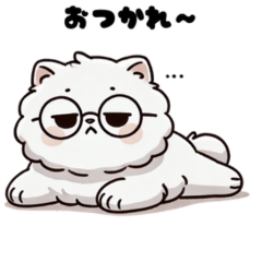 [LINEスタンプ] メガネのモフモフ白猫の日常