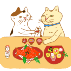 [LINEスタンプ] ねこちゃん極ときどきこけし お正月 再販