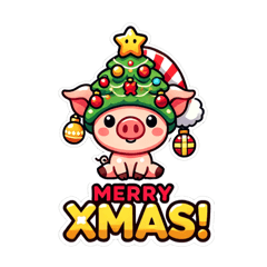 [LINEスタンプ] ぶた クリスマス 帽子 ららら