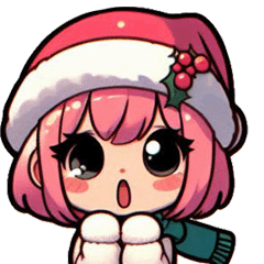 [LINEスタンプ] クリスマスのピンク少女：可愛い！