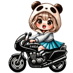 [LINEスタンプ] パンダガールのバイクライフ