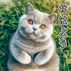 [LINEスタンプ] BIG 水彩画の猫 朝の挨拶5