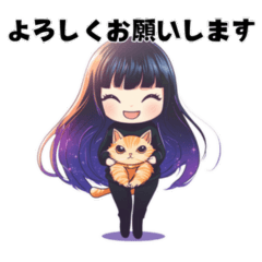 [LINEスタンプ] 猫と星降る系女子