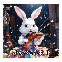 [LINEスタンプ] ヴァイオリンを弾くうさぎ