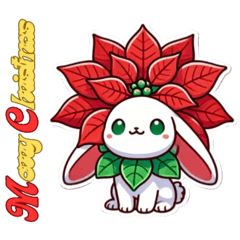 [LINEスタンプ] 花猫【クリスマス】ポインセチアぴょん