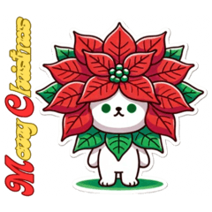 [LINEスタンプ] 花猫【クリスマス】ポインセチアがお〜