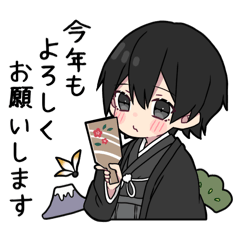 [LINEスタンプ] 黒パーカーくん 冬～正月