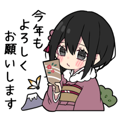 [LINEスタンプ] 黒パーカーちゃん 冬～正月