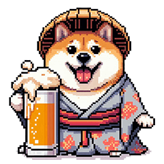 [LINEスタンプ] お酒を楽しむ太っちょ柴犬 忘年会 新年会