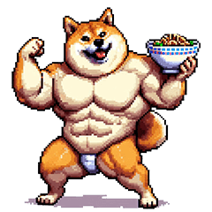 [LINEスタンプ] 鍛え抜かれたマッチョ太っちょ柴犬