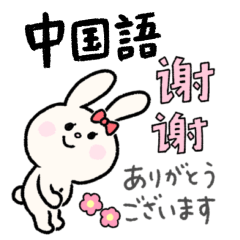 [LINEスタンプ] リボンうさぎの中国語スタンプ