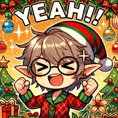 [LINEスタンプ] かわいいクリスマスメガネエルフショート2