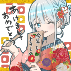 [LINEスタンプ] 銀髪の女の子(正月)