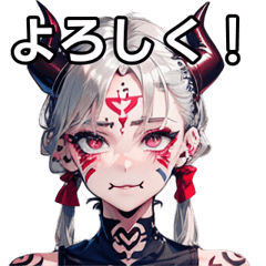 [LINEスタンプ] 銀髪悪魔なタトゥー女子