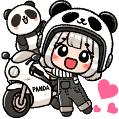 [LINEスタンプ] パンダヘルメット女子のバイク日常スタンプ