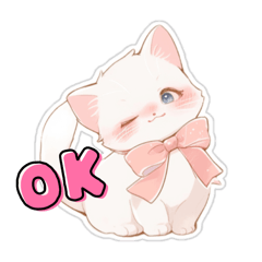 [LINEスタンプ] PINKりぼんの白猫ちゃん
