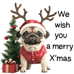 [LINEスタンプ] かわいいパグ犬のクリスマスと新年