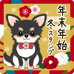 [LINEスタンプ] 【年末年始】黒チワワちゃん年賀スタンプ