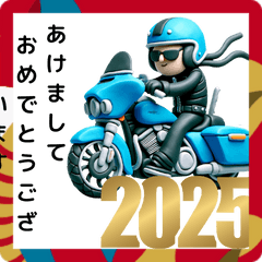 [LINEスタンプ] アメリカンバイク 青 2025