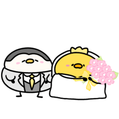 [LINEスタンプ] へんてこなひよことペンギンの結婚式