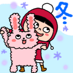 [LINEスタンプ] ほっかむり花ちゃん⑥冬の毎日