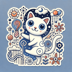 [LINEスタンプ] 楽しい1匹の猫のシュルレアリスムスタンプ