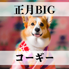 [LINEスタンプ] リアル可愛いコーギーのあけおめBIG