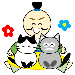 [LINEスタンプ] 気弱な殿様と猫夫婦