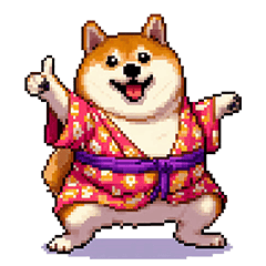 [LINEスタンプ] 和服太っちょ柴犬 新年にも