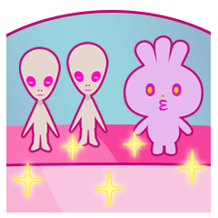 [LINEスタンプ] 3耳うさぎと異星人