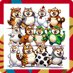 [LINEスタンプ] 一生使える新年太っちょ柴犬 あけおめ