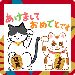 [LINEスタンプ] 年末年始の元気な猫と花とお正月