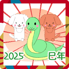 [LINEスタンプ] ちびプードル2025【あけおめ】