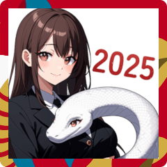 [LINEスタンプ] 可愛い茶髪スーツOL女子あけおめBIG2025