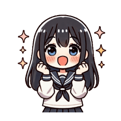 [LINEスタンプ] 黒髪女の子のナチュラルスタンプ